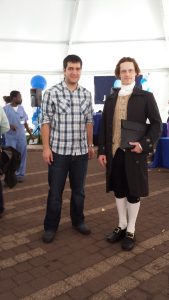A Man Dressed as Thomas Jefferson Posing with Aristeidis Telonis at Jefferson One Event 2014