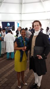 Thomas Jefferson Impersonator Posing with Rita Redfern at Jefferson Event
