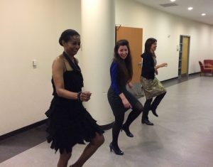 Coworkers Dancing at Christmas Party in 2015